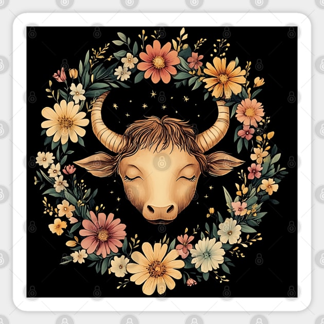 Taurus Zodiac Print – Grounded & Elegant Earth Sign Art Sticker by TuncGK